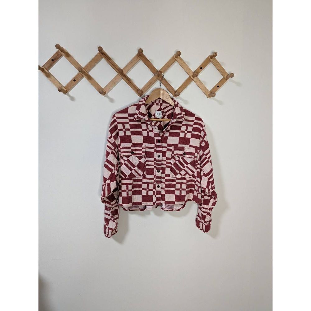 BDG Red and White Checkered Button Down Shirt
